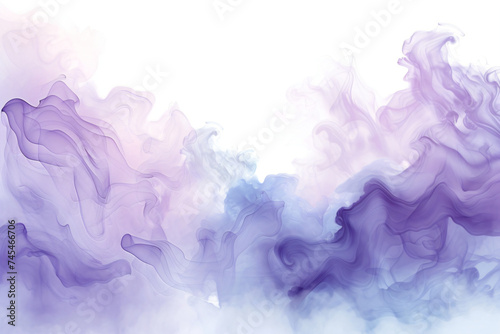 Acrylic color pigment and ink cloud in water. Abstract smoke on white background with copy space. Fancy dream cloud of ink underwater. Purple, blue and pink colors © ratatosk