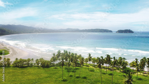 Fotografie Samara beach aerial view, tropical beaches Costa Rica