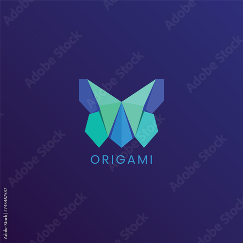 origami butterfly paper vector logo illustration in flat design