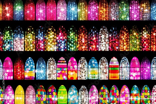 A vibrant display case showcasing a variety of colorful windows, creating a mesmerizing visual spectacle