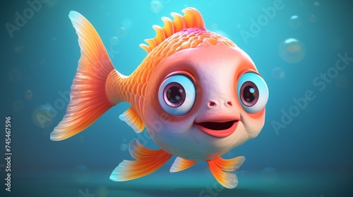 A cute cartoon bela fish character Ai Generative