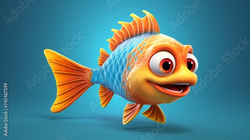 A cute cartoon bela fish character Ai Generative