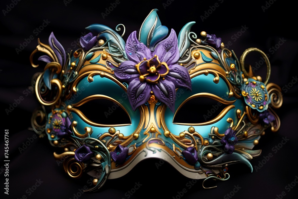 Mysterious Mardi gras mask. New venetian costume. Generate Ai