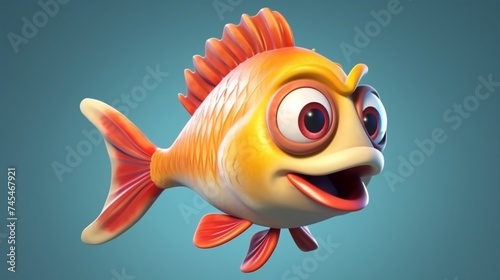 A cute cartoon basa fish character Ai Generative photo