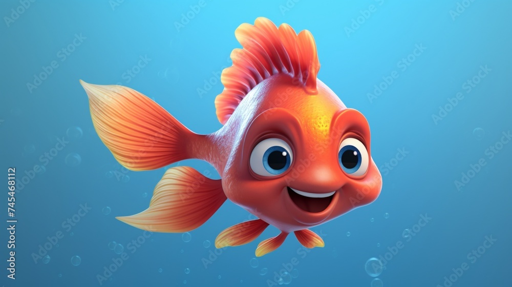 A cute cartoon batasi fish character Ai Generative