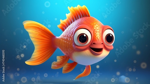 A cute cartoon bechi fish character Ai Generative