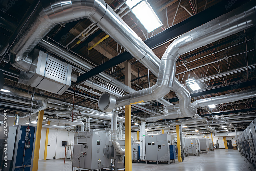 Detailed View of a Modern HVAC System Installed in a Commercial Building