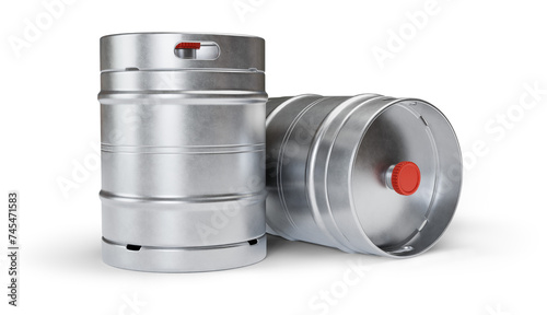 Cuadro en lienzo Metal beer kegs isolated on transparent background