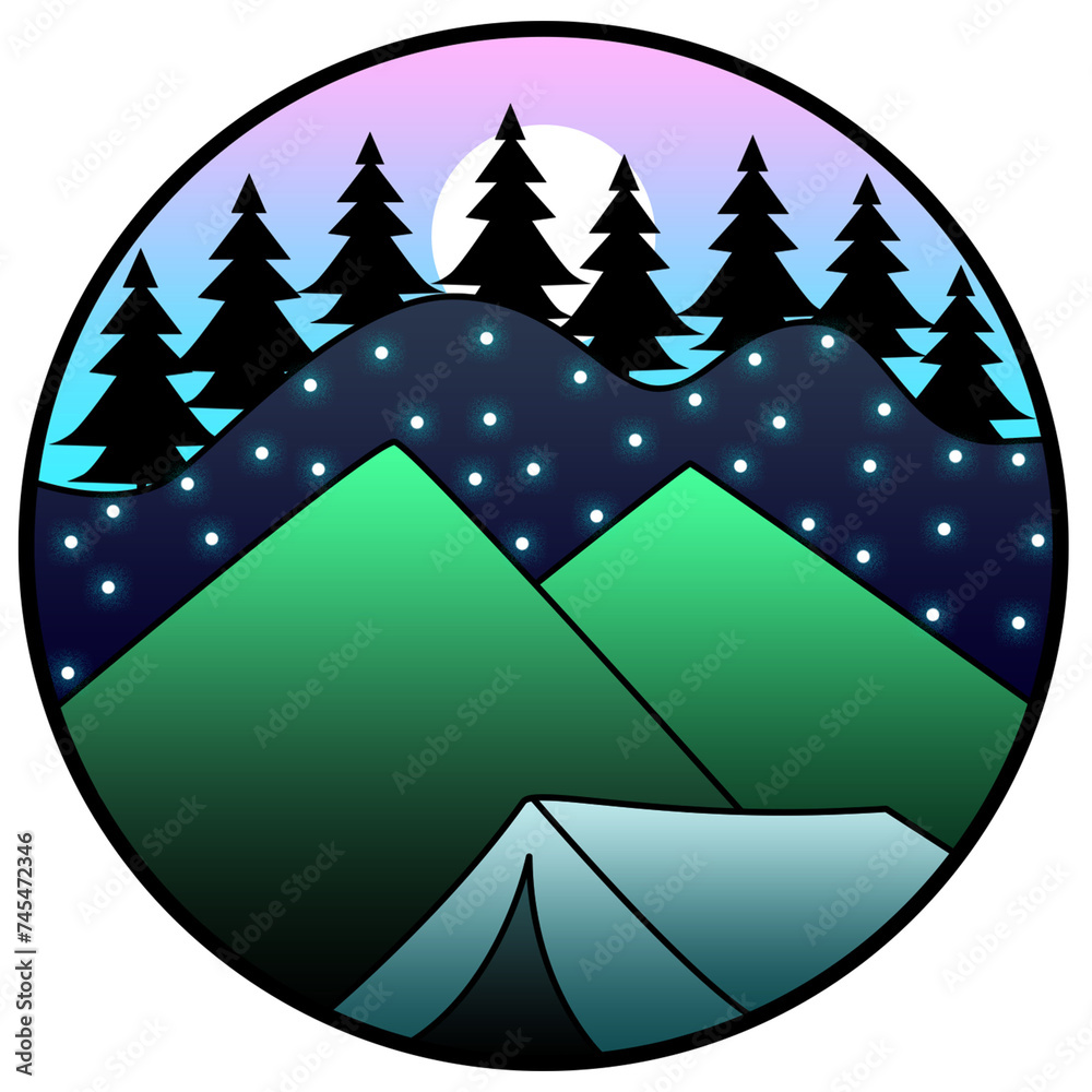 Obraz premium mountain and tree tent house design