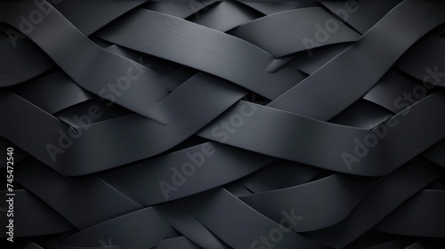 Seamless Black Weaved Leather Pattern Background Texture