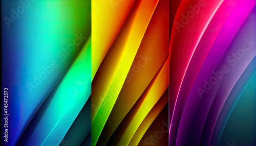 Wallpaper with rainbow gradient colors. Ai generated.