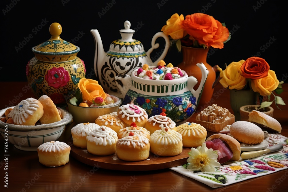 Traditional Mexican pastry cooking. Homemade traditional bakery dessert recipe. Generate ai Traditional Mexican pastry cooking. Homemade traditional bakery dessert recipe. Generate ai