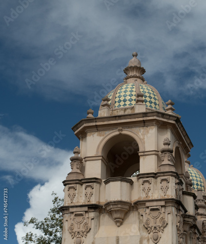 California bell tower and dome at the entrance of Balboa park - 14