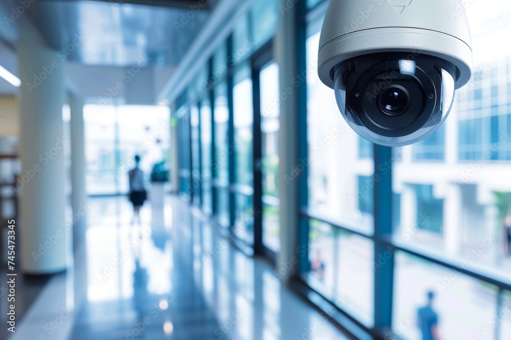 Security Camera Mounted on Side of Building. Generative AI Security Camera Mounted on Side of Building. Generative AI