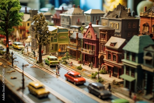 Pint-sized Miniature model town. Architecture model. Generate Ai