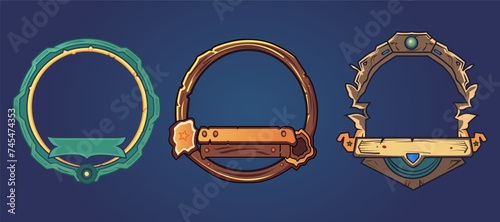 Fantasy circle borders avatar frames for game ui design photo