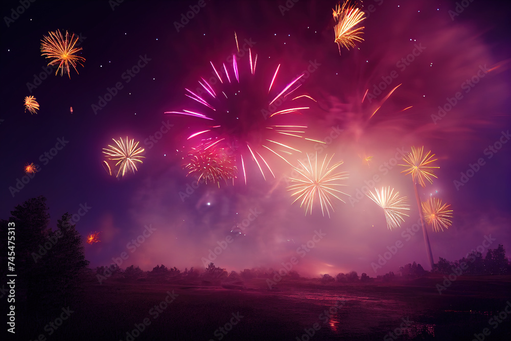 Colored festive fireworks. _ai_generated.