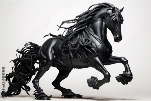 Swift black horse. Sport animal beauty. Generate Ai