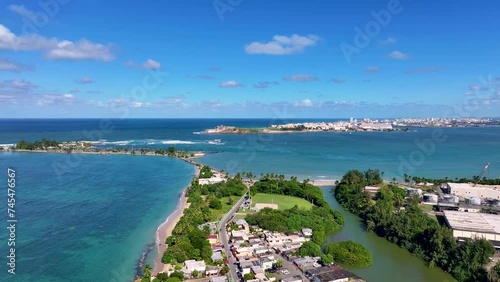 San Juan Puerto Rico Drone Panorama Aerial Flyover