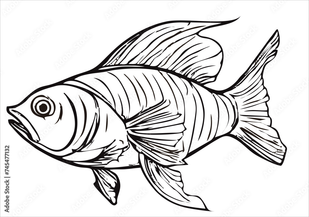 Fototapeta premium llustration of cute fish cartoon 