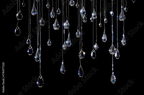 Crystal Pendants on Dark Background with Reflective Light