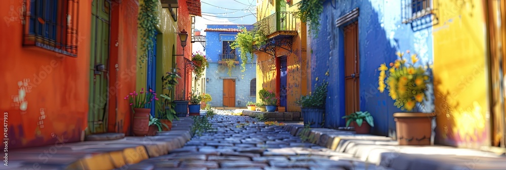 Fototapeta premium Colorful barrio - bright and colorful latin american architecture for residential homes