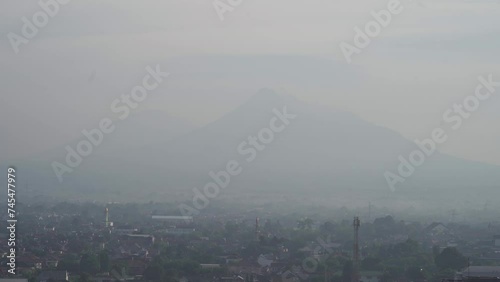Yogyakarta, Indonesia Aerial Cityscape During Polluted Air Pollution Haze Hazy Weather