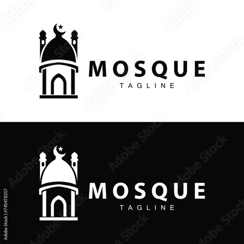 Black silhouette design of Islamic place of worship simple modern minimalist mosque logo template