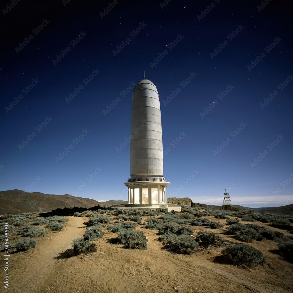 Structure tower building on desert environment concept