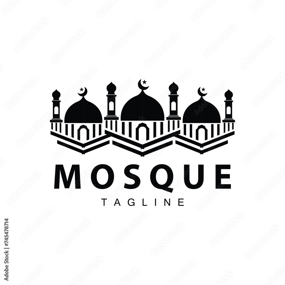 Black silhouette design of Islamic place of worship simple modern minimalist mosque logo template