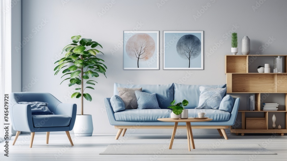 Modern living room - obrazy, fototapety, plakaty 