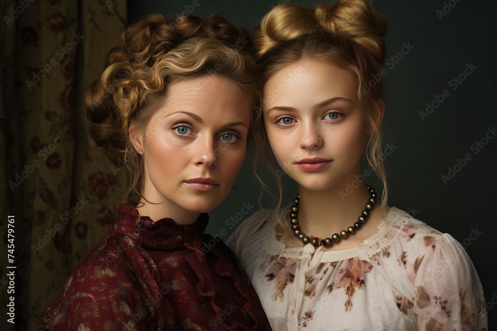 Fototapeta premium Compassionate Mom daughter. Family happy care. Generate Ai