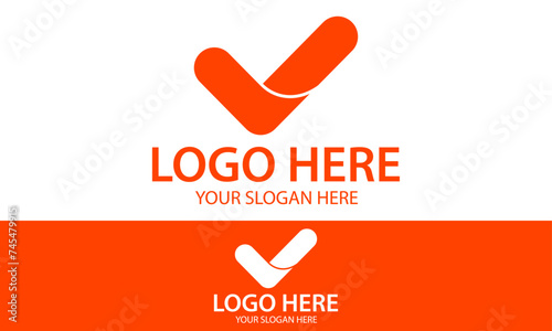 Orange Color Simple Check List Logo Design