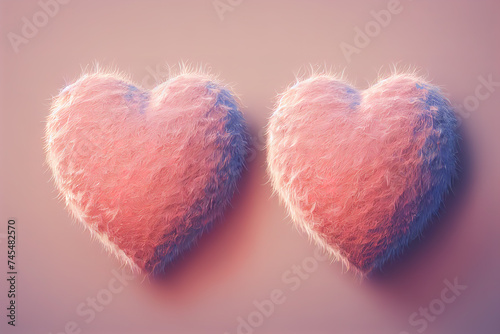 Pink fluffy hearts. AI render