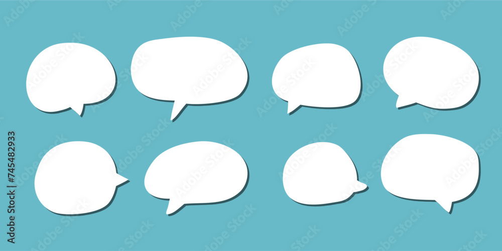 abstract set of white speech bubble with shadow isolated yellow and blue background. space for text. abstract blank area for rill text of font. abstract set of white speech bubble with shadow isolated yellow and blue background. space for text. abstract blank area for rill text of font.