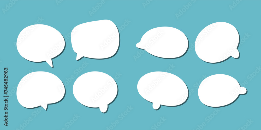 abstract set of white speech bubble with shadow isolated yellow and blue background. space for text. abstract blank area for rill text of font. abstract set of white speech bubble with shadow isolated yellow and blue background. space for text. abstract blank area for rill text of font.