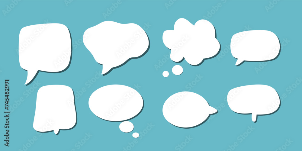 abstract set of white speech bubble with shadow isolated yellow and blue background. space for text. abstract blank area for rill text of font. abstract set of white speech bubble with shadow isolated yellow and blue background. space for text. abstract blank area for rill text of font.