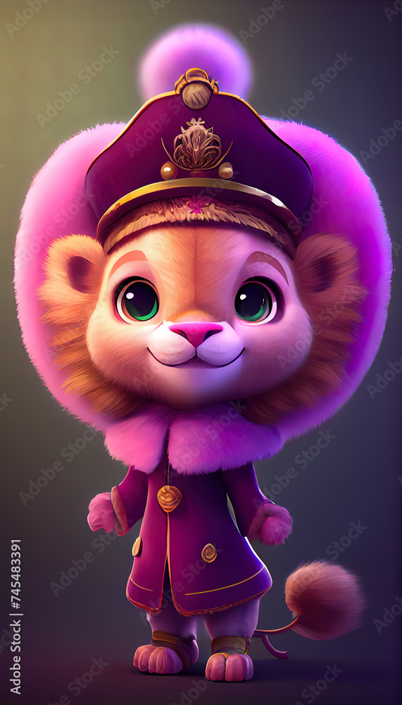 Obraz premium Cute anthropomorphic lion. Ai render .