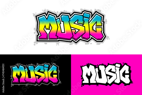Music lettering word graffiti style vector design