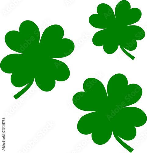 Shamrock. Four-leaf clover isolated on white. Vector illustration for St. Patrick's Day. A good luck symbol.