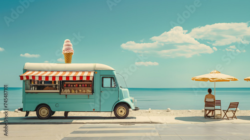 Seaside Serenity with Vintage Ice Cream Truck