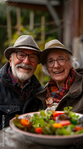 Elderly Couple Enjoying Time Together with a Healthy Meal