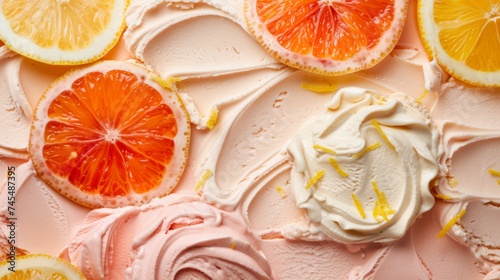 Citrus ice cream. Ice cream background