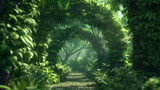 Enchanted Forest Pathway in Misty Morning Light