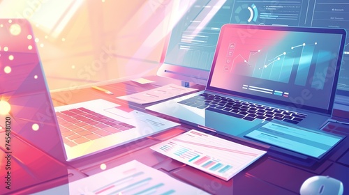 digital data visualize business progress updates daily progress data background work percentage shown data visualize daily report , generative ai,