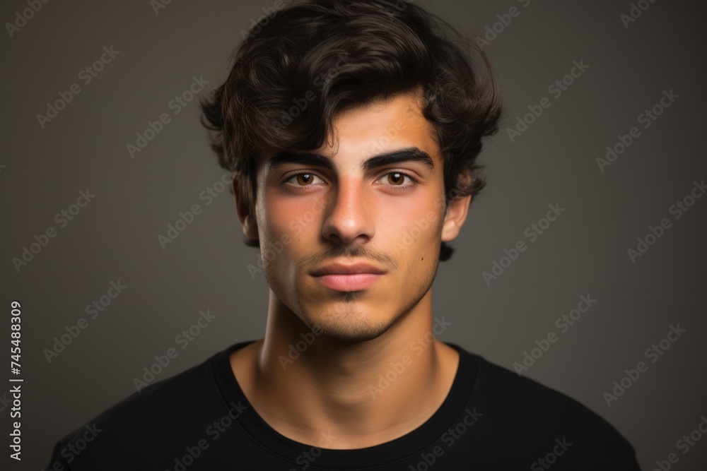 Portrait of a handsome young man looking at camera over grey background Portrait of a handsome young man looking at camera over grey background