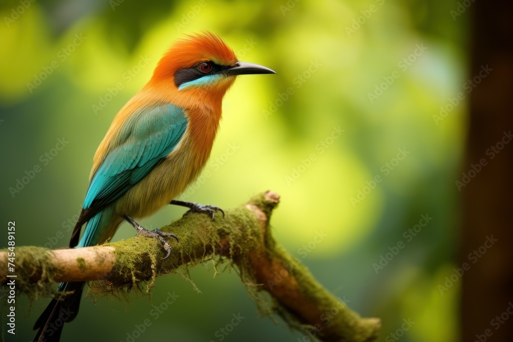 Motmot bird branch. America wild. Generate Ai Motmot bird branch. America wild. Generate Ai