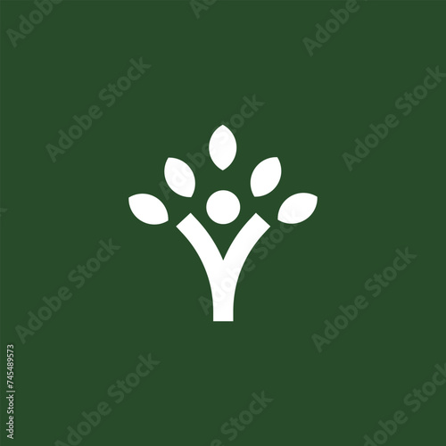People combine with leaf logo, people tree logo, people letter Y template