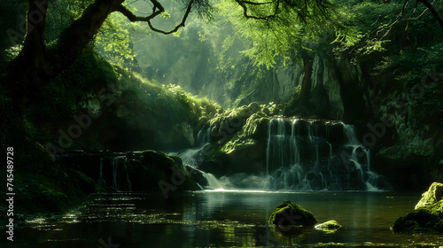 Enchanted Forest Waterfall Serenity