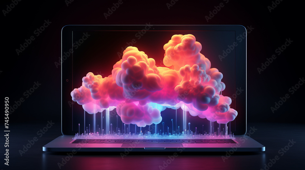 Colorful clouds displayed on its screen Colorful clouds displayed on its screen